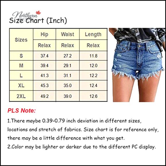 Mid Waist Denim Shorts Ripped Distressed Raw Hem Stretchy Casual Summer - Picture 4 of 6